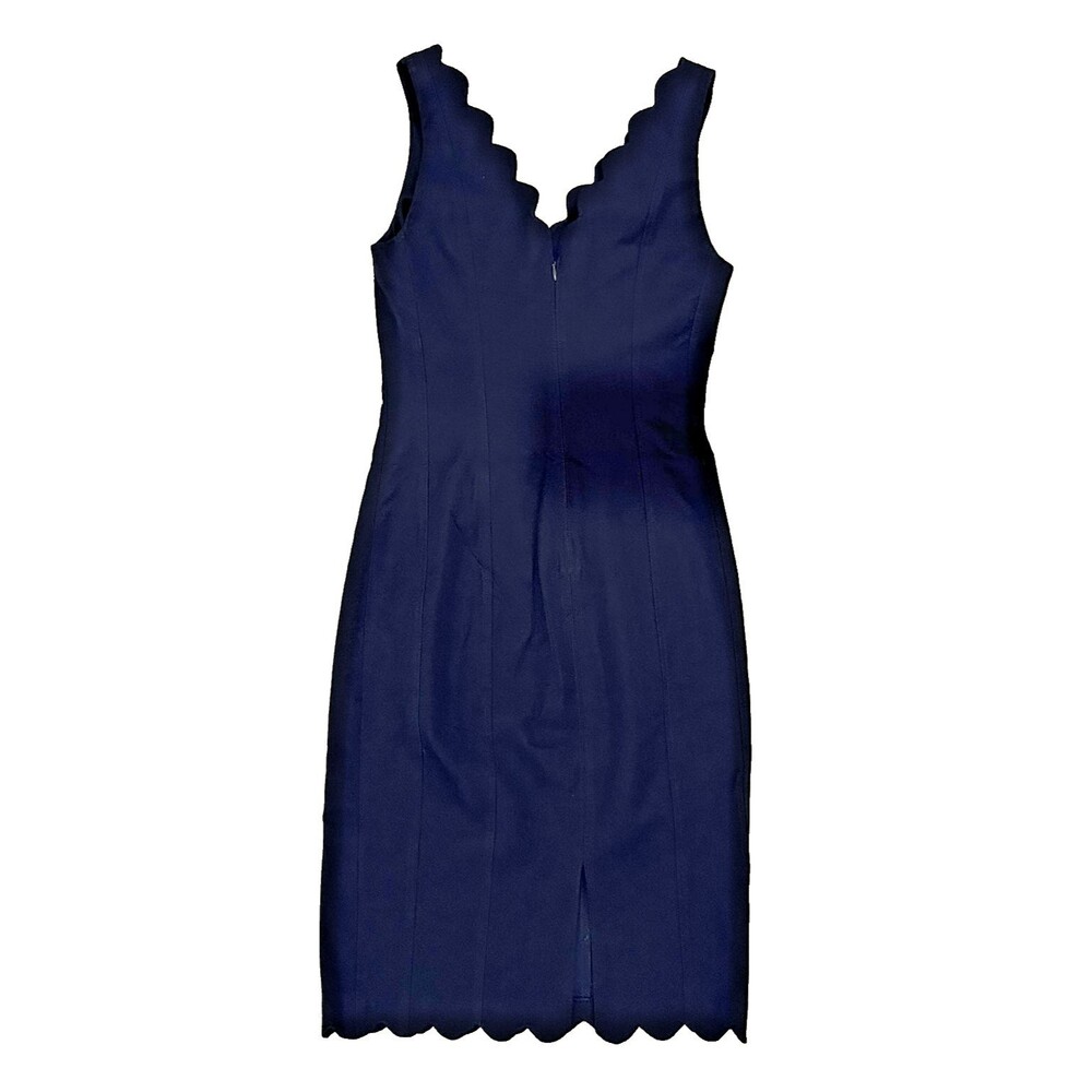 Banana Republic Navy Princess Seam Scalloped Edge Sheath Dress Size 4 Preppy - Picture 2 of 14